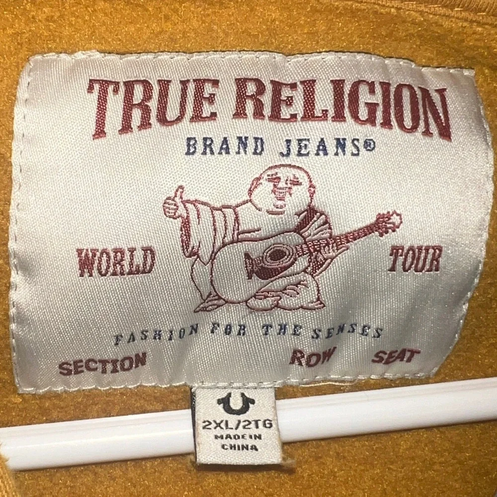 True Religion Men's Big T Zip Up Hoodie Yellow World Tour Buddha 2XL 49005-00